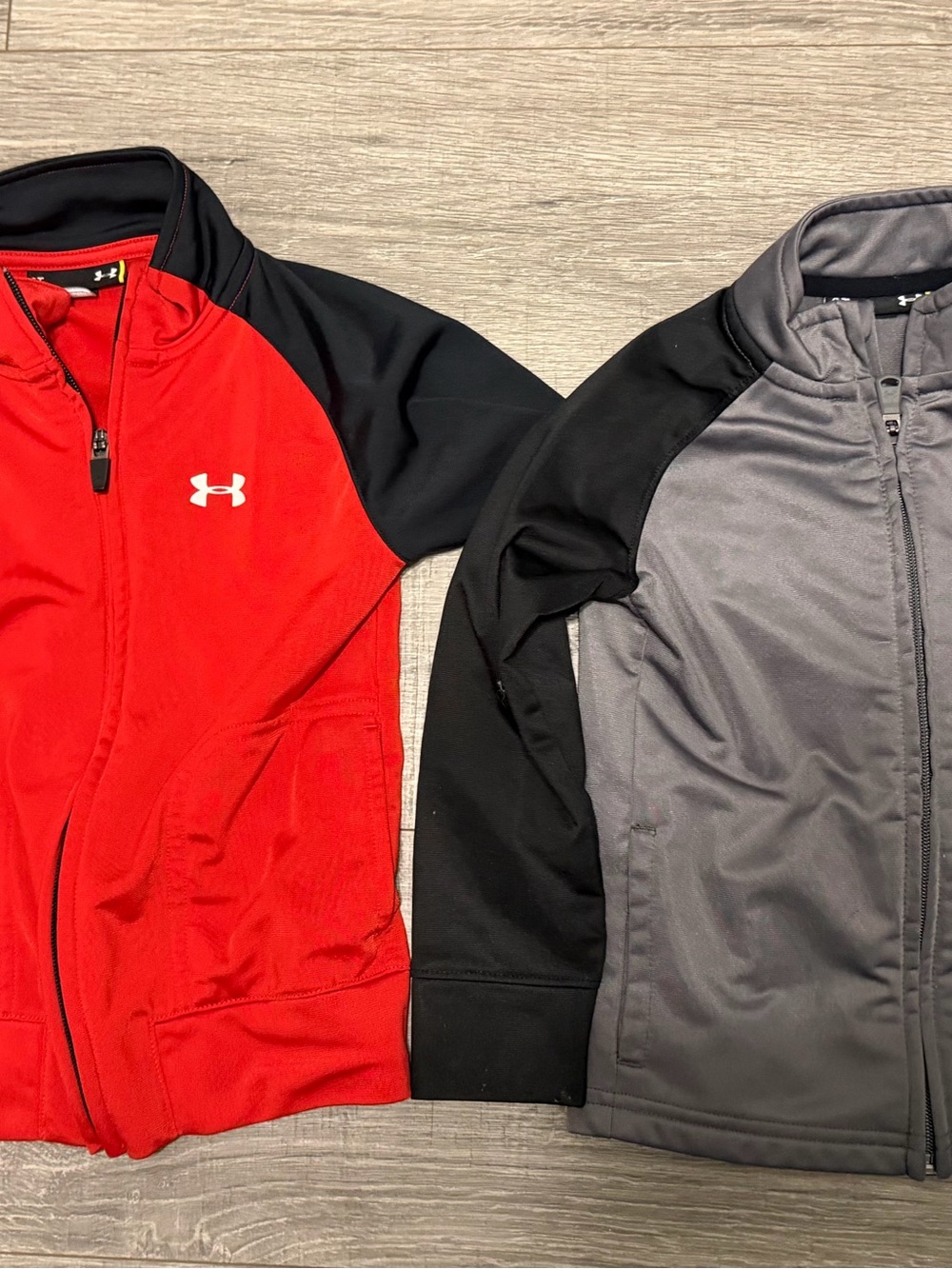 Under Armour Kids Colorblock Full-Zip Jackets in Red, Black & Gray